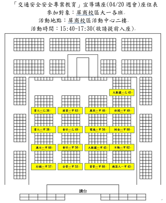 【活動】屏商校區大一各班「交通安全安全專案教育」宣導講座圖片