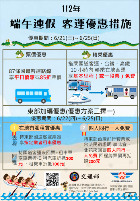 【轉知】端午連假期間大眾運輸優惠訊息圖片